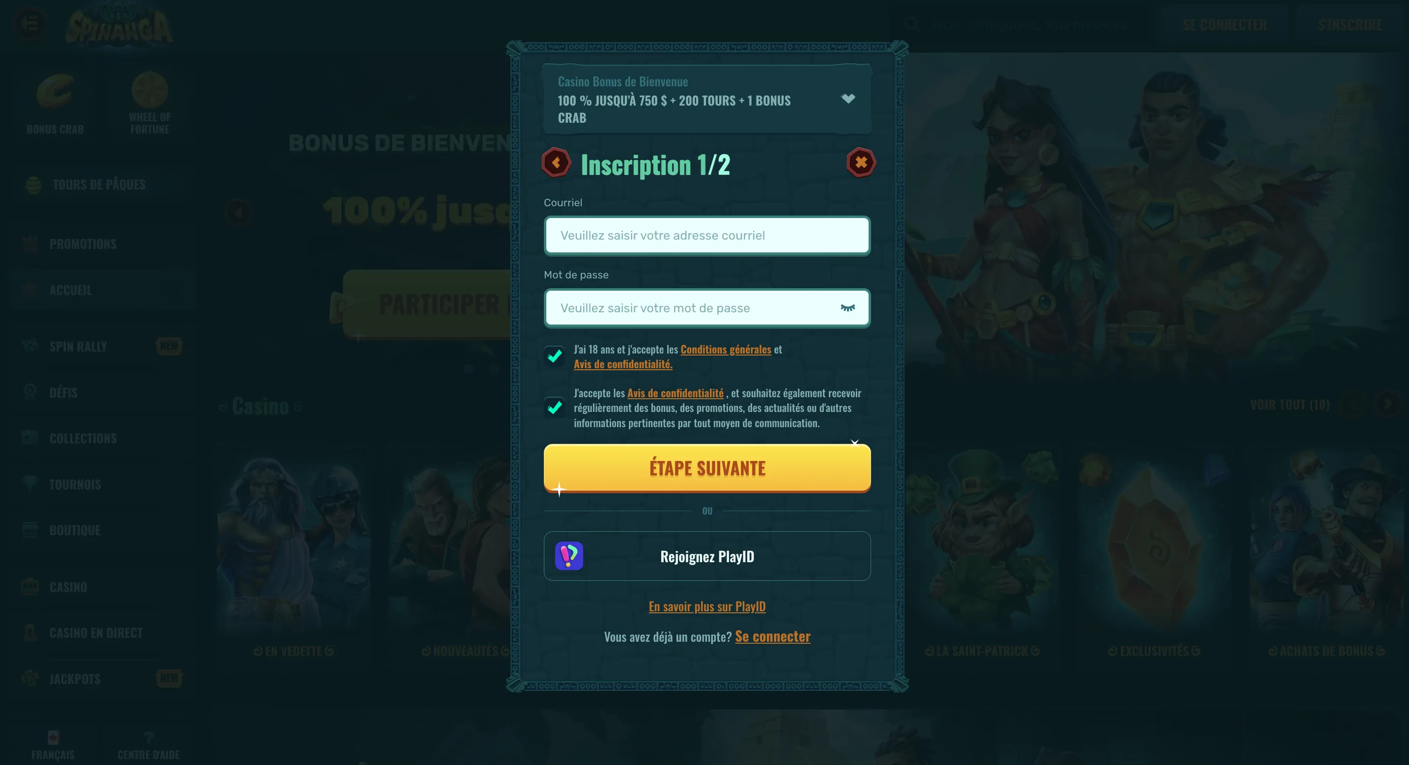 Inscription et vérification KYC sur un casino mobile